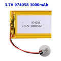 974058 3.7V 3000mAh Lipo Battery Lithium Polymer Batteries for Massage Meter GPS Navigator Aeromodelling Rechargeable Cell PH2.0 Oasis Select 974058-1PCS