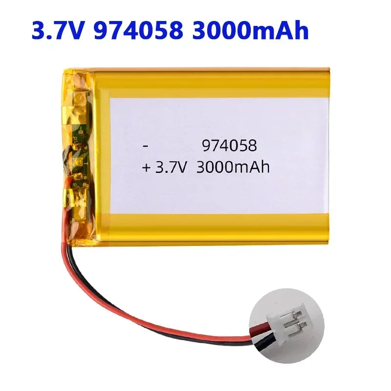 974058 3.7V 3000mAh Lipo Battery Lithium Polymer Batteries for Massage Meter GPS Navigator Aeromodelling Rechargeable Cell PH2.0 Oasis Select 974058-1PCS