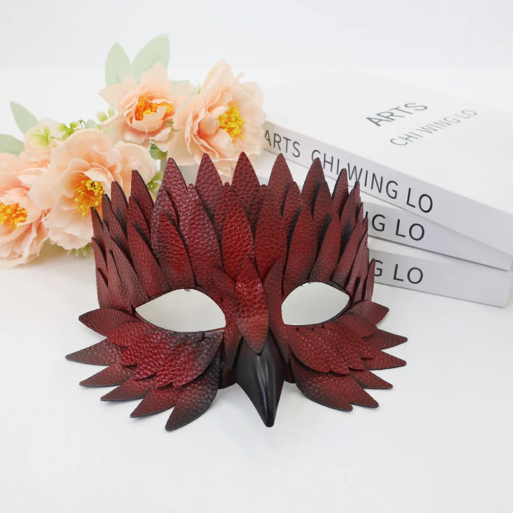 Halloween Feather Mask Realistic Feather Half Face Mask Role-Playing Mask Elegant For Christmas Party Costume Party Performance Oasis Select Red
