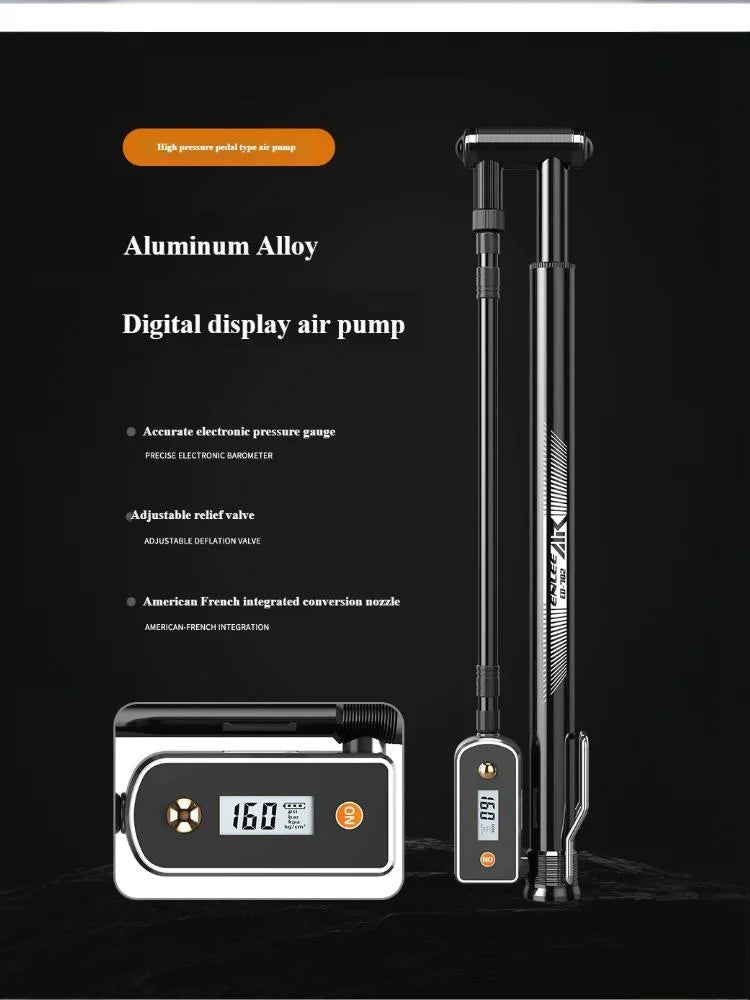 Bicycle hand-operated high-pressure inflator with pressure gauge, portable manual air pump, 160PSI Oasis Select