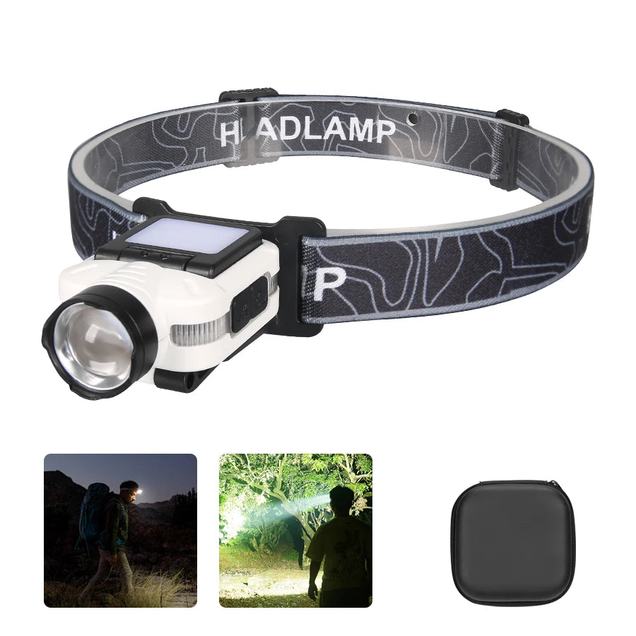 COB LED Rechargeable Headlamp – 5 Modes, 200LM & Pen Clip