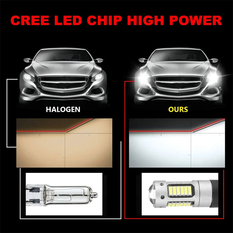 2pcs Car H3 LED Fog Lights High Power Lamps Daytime Running Light Bulbs Super Bright 6000K White Lamp Oasis Select