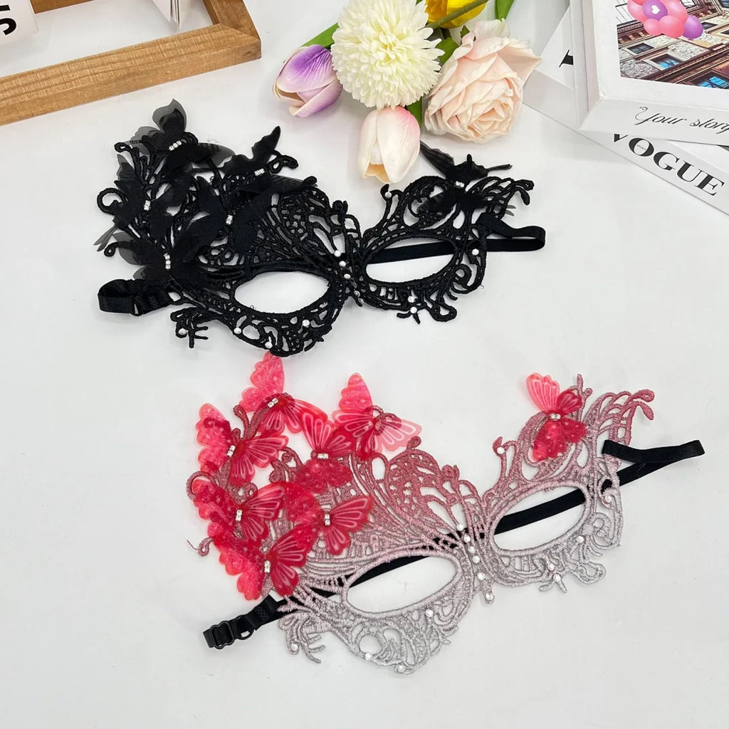 Gradient Butterfly Masquerade Mask Sexy Lace Half Face Mask Luxury Rhinestone Mask for Performance Cosplay Supplies Party Prom Oasis Select
