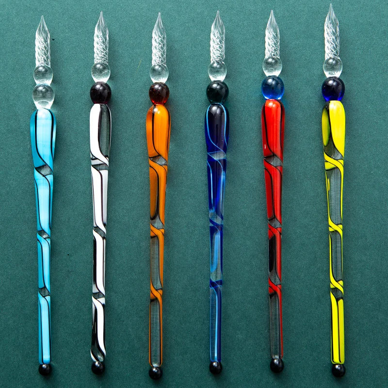 Fantasy glass pen dipped in water, antique style colored ink, crystal signature pen, gift pen dipped in ink set Oasis Select
