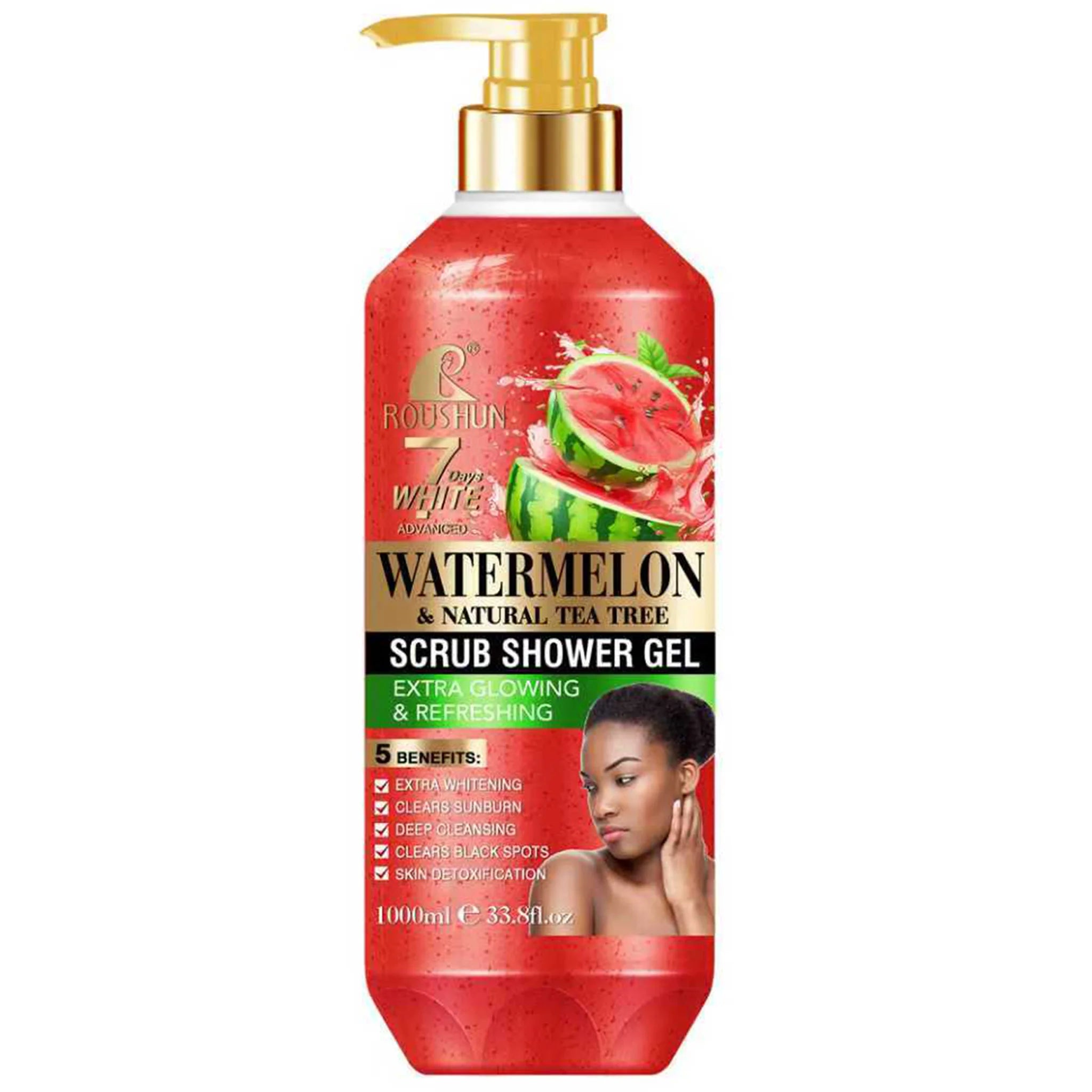 ROUSHUN Watermelon Scrub Shower Gel 1000ml – Moisturizing Wash