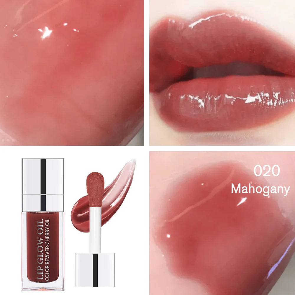 1Piece Moisturizing Lip Glow Oil Crystal Jelly Lip Oil Plumping Lip Gloss Sexy Lip Plumper Glaze Tinted Makeup Gift 10 Color Oasis Select