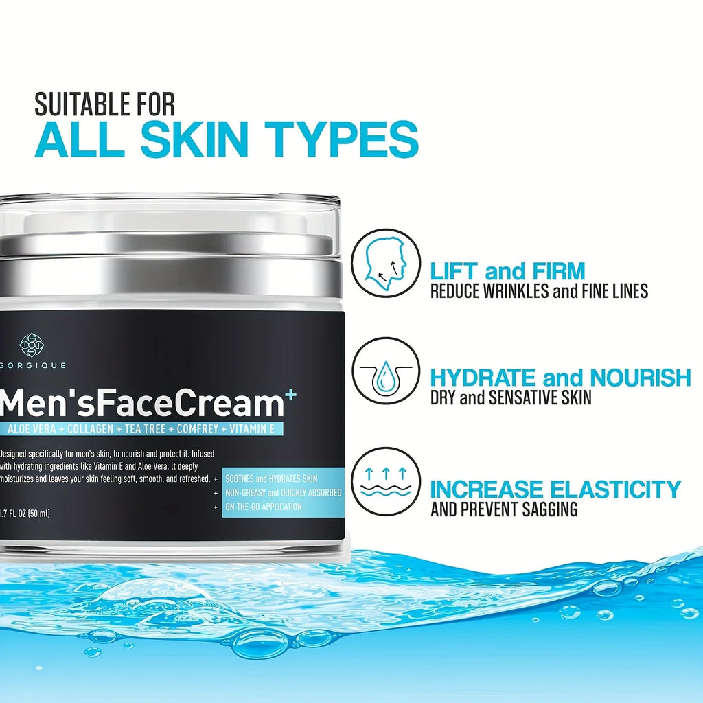 Men's Face Moisturizer – Hyaluronic Acid, Collagen & Vitamin E Men's Face Moisturizer Oasis Select