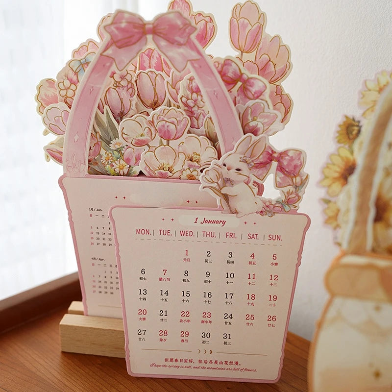 2026 Bloomy Flowers Calendar Desk Calendar Tabletop Calendar Standing Monthly Calendar Year For Home School Desktop Decorations Oasis Select