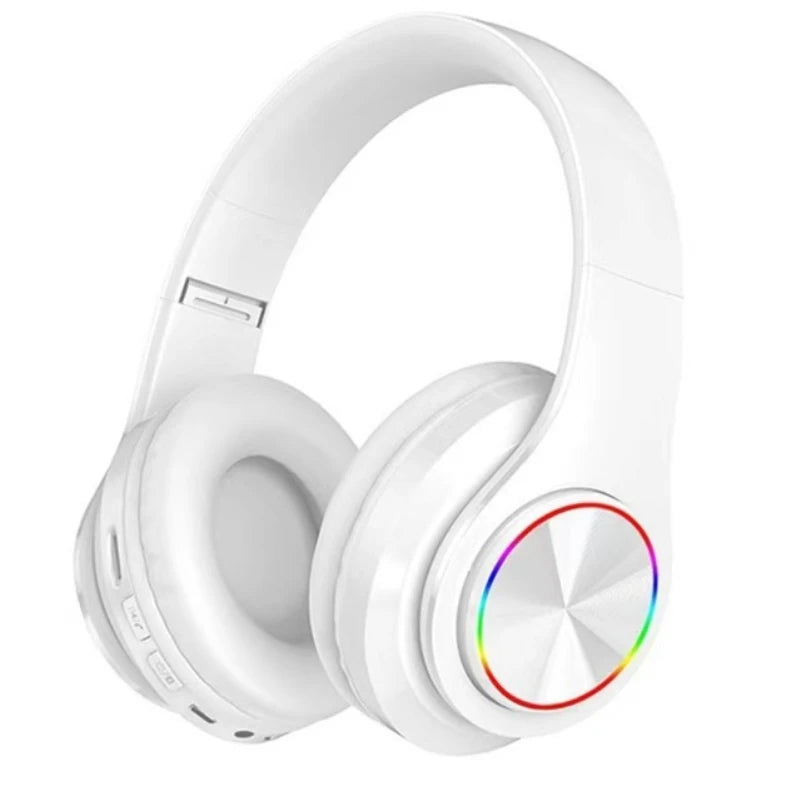 B39 Bluetooth Headphones RGB Lighting Noise Cancellation Foldable Headsets Over Ear Stereo HIFI Sports Headset TF Music Player Oasis Select WHITE