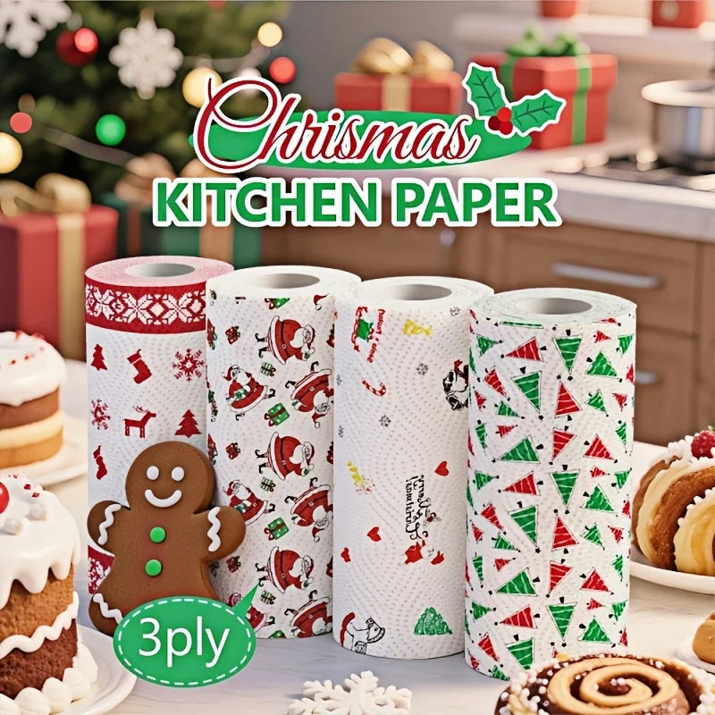 Christmas Kitchen Paper, Disposable Kitchen Cleaning Dual - Christmas Home Cleaning Tools, Christmas Decorative Paper Towels Oasis Select