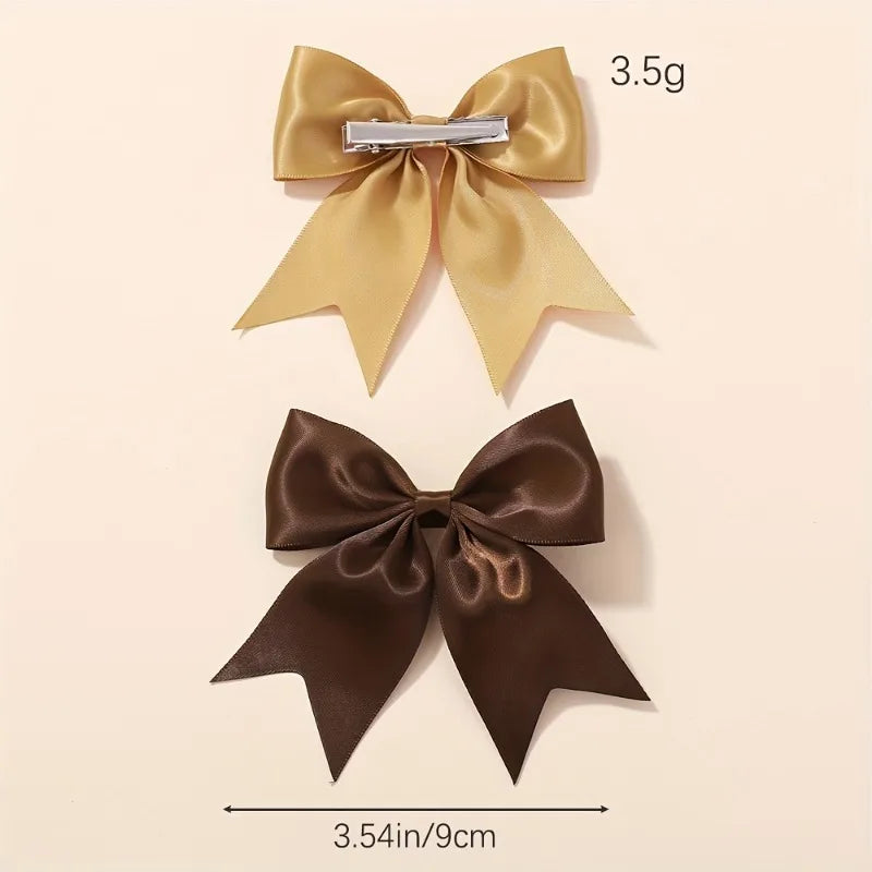 Bohemian Solid Color Satin Bow Hair Clips, Fashionable Hair Accessories for Women Girls, Easy-to-Use Design for Daily Hairstyles Oasis Select