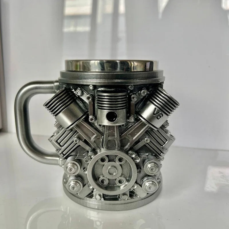 Stainless Steel Cup V8 & V6, V6 V8 Engines Design Mug, Durable & Stylish Rust-Proof 15oz Coffee Mug Perfect for Car Enthusiasts Oasis Select V6 201-300ml