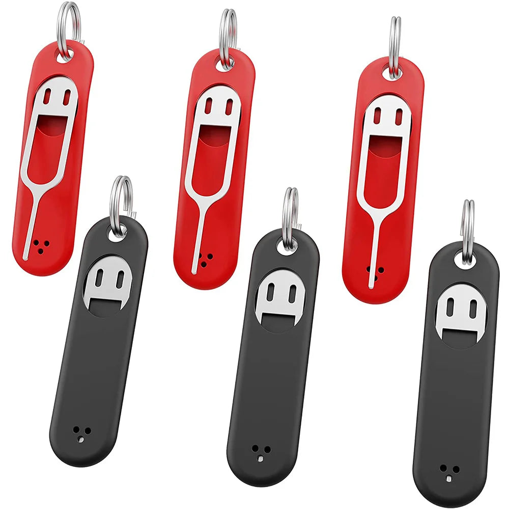 LIKE WISH 6Pcs SIM Card Removal Tool-Sim Card Tray Pin Eject Removal Tool Needle Opener Ejector,With Removable Key Chain Oasis Select Black Red
