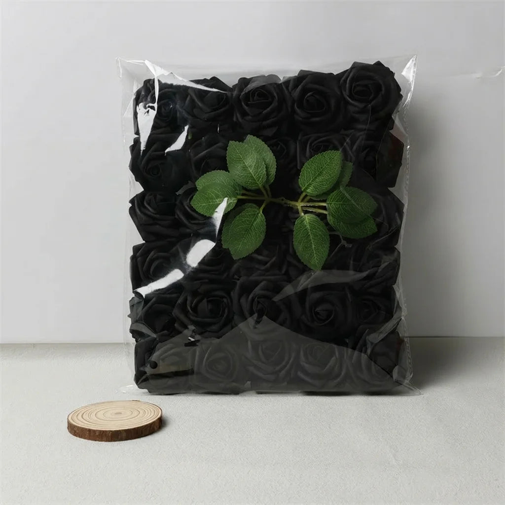 30 Pieces Artificial PE Foam Roses Fake Rose Flowers for DIY Bridal Bouquet Wedding Valentine's Day Party Decoration Oasis Select Black-30pcs