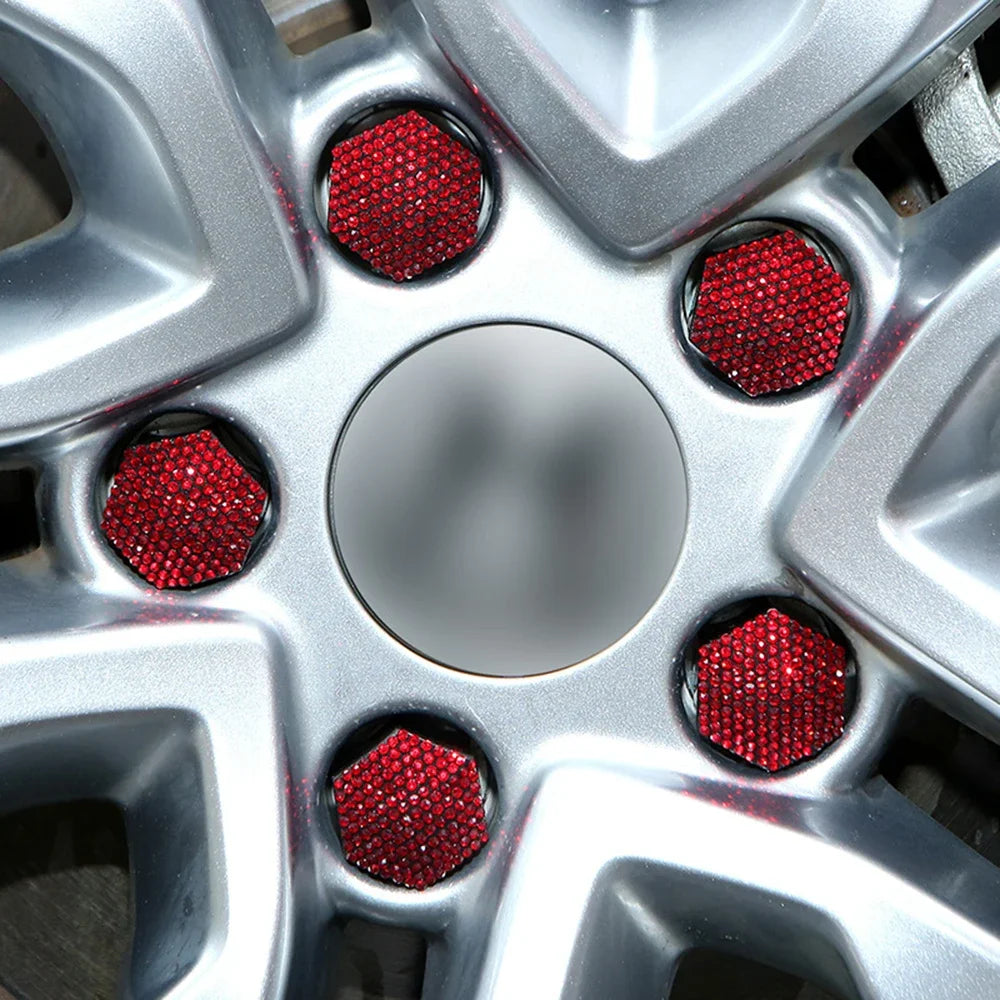 1Set Car Tire Screw Protection Cover Diamond-studded Hub Caps Anti-Rust Wheel Nut Rim Cover Wheel Nut Caps Gift for New Car Oasis Select