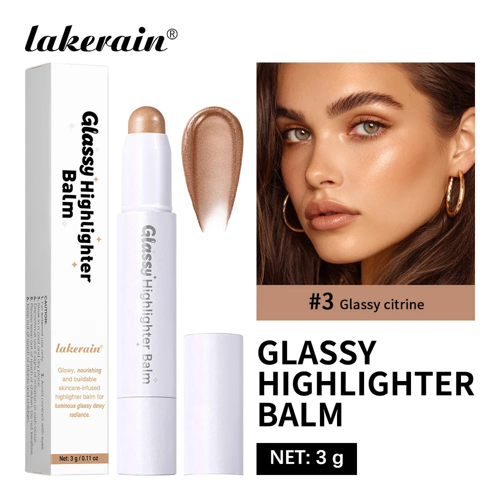 Glassy Highlighter Balm Brighten Complexion Deep Hydration Long Lasting Wear Highlighting Cream Eye Cheek Lip Body Glossy Pen Oasis Select Glassy Citrine