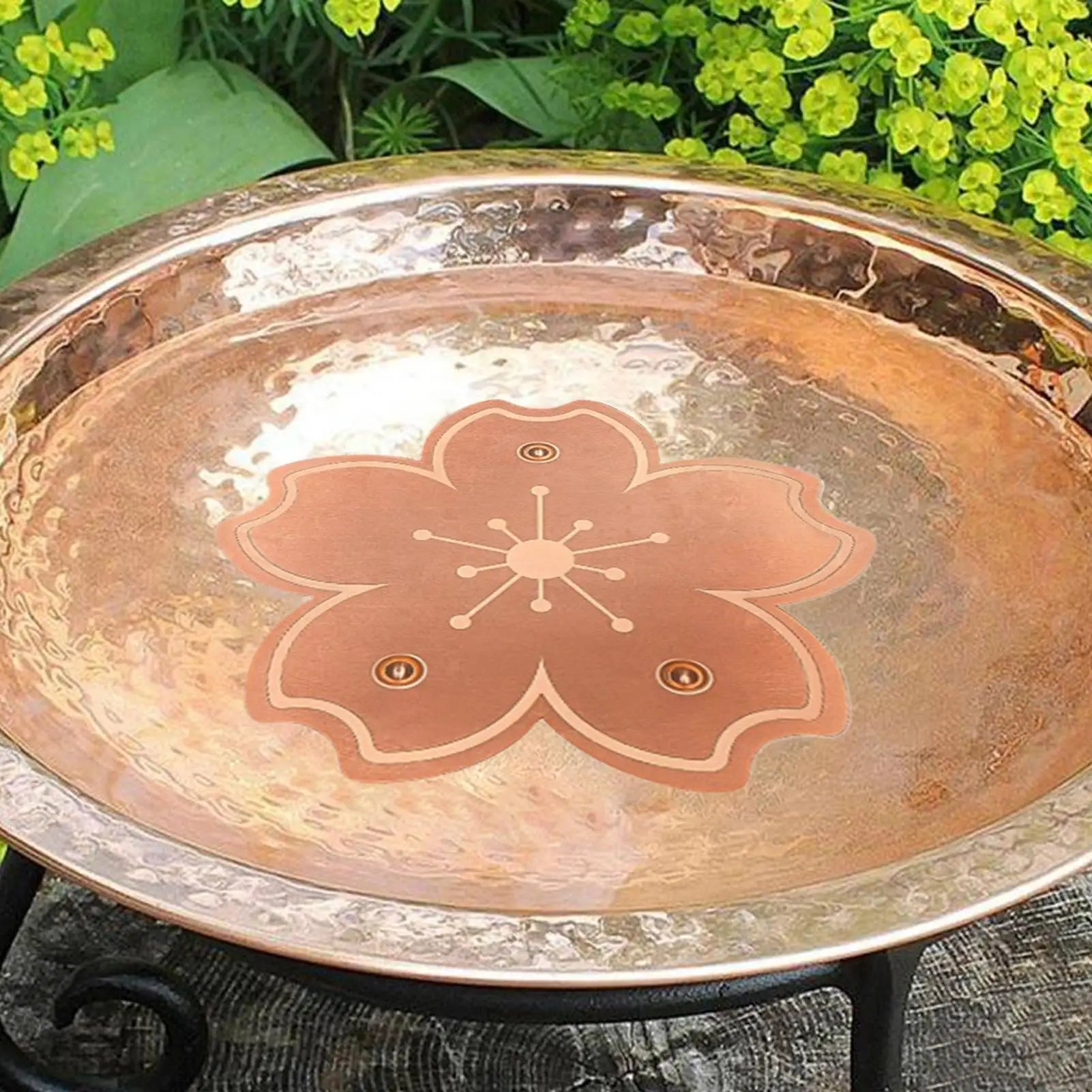 Bird Bath Copper Disk Copper Purification Cleaner with Triple-Point Support All-Season Birdbath Bowl Cleaner Plate for Nature Oasis Select