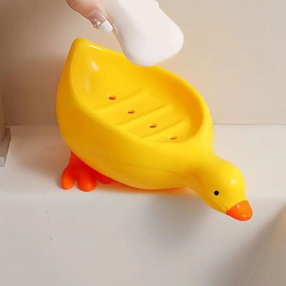 Cute Yellow Duck Shape Soap Dish Durable Bathroom Kitchen Sink Organizer Storage Holder Stand Tray Soap Container Tray Oasis Select