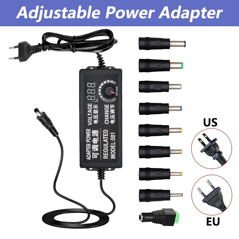 AC TO DC Adjustable Power Supply Adapter Transformer AC 220V TO DC 3V 9V 12V 24V Power Supplies Universal Adapter WIth 9PCS Plug Oasis Select With 9PCS Plug EU Plug 9V-24V 3A