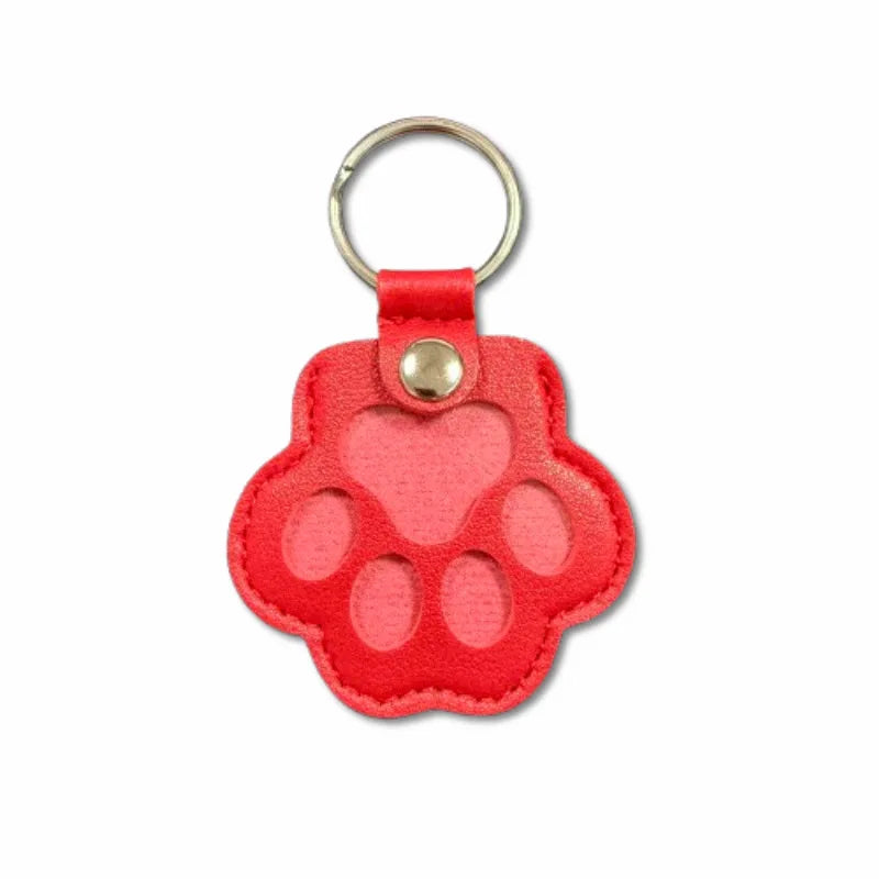 In-stock Pet Hair Commemorative Key Tag, Pu Leather Dog Paw Key Pendant, Anti-loss Pet Identification Tag Oasis Select 5.5cm 6cm Red