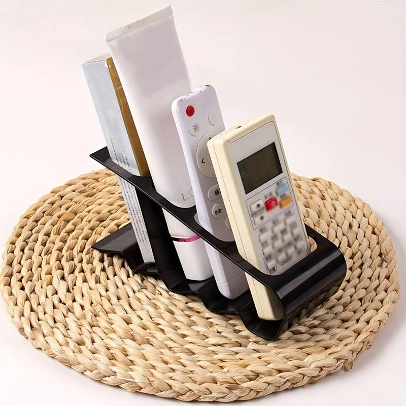 4-Slot Remote Control Holder Durable Plastic Desk Organizer Ergonomic Space Saving for TV Home Office Multipurpose Storage Rack Oasis Select