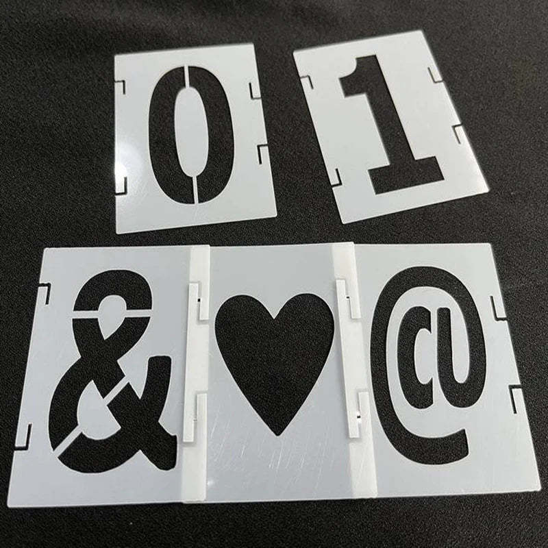 42pcs Interlocking Letter Stencils Set, Reusable Templates for Art Supplies, Painting on Wood, Canvas, Rock, Wall, Fabric,DIY Oasis Select
