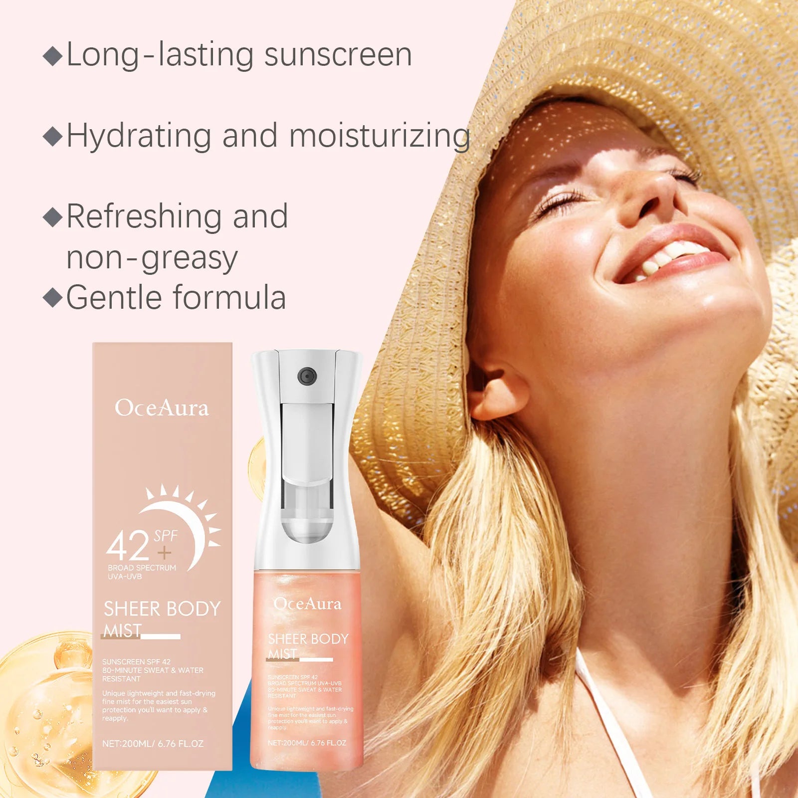 OceAura SPF 42 Sunscreen Spray – UV Protection Body Mist Sunscreen Spray Oasis Select