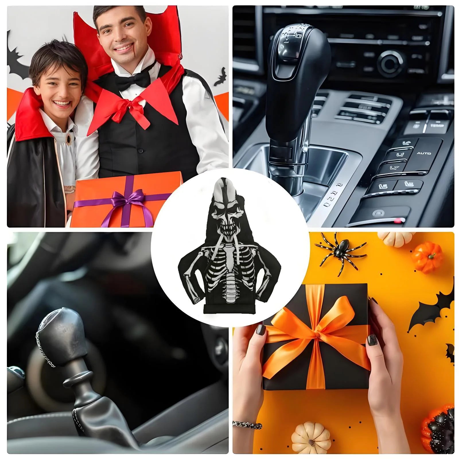 Halloween Gear Shift Hoodie Cover | Universal Car Interior Decor