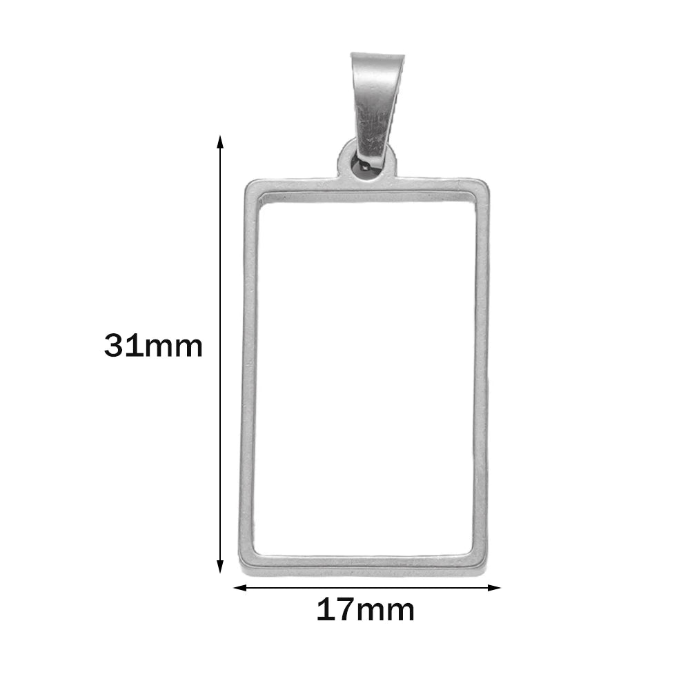 5pcs Stainless Steel Open Back Resin Molds Pendants Blanks Frame Hollow Bezel Charms for Earrings Necklace Bracelet DIY Making Oasis Select ST Rectangle 17X31mm