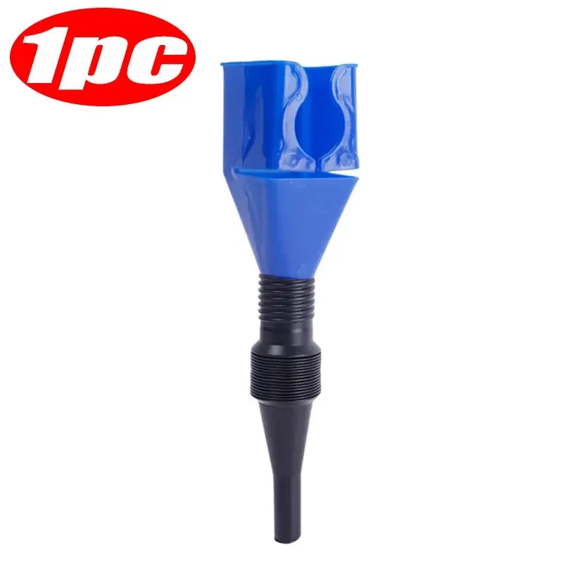1/2/4/6pcs Blue Universal Plastic Multi-Function Wide Mouth Large Funnels Flexible Draining Tool Snap Funnel For Automotive Oil Oasis Select