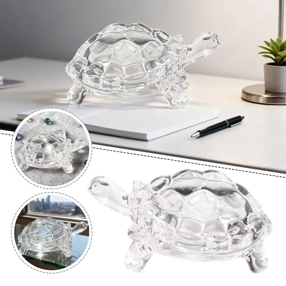 Clear Glass Turtle Figurine | Lucky Decorative Ornament