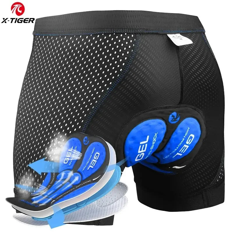 X-TIGER Bicycle Riding Underwear MTB Cycling Shorts 5D Gel Padded Bike Shorts Shock Absorption Breathable Men Cycling Underwear Oasis Select Blue L