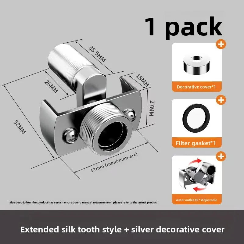 360 Degree Adjustable Faucet Angled Curved Foot Eccentric Screw Corner Tap Adapter Kitchen Accessories Oasis Select 1PCS E