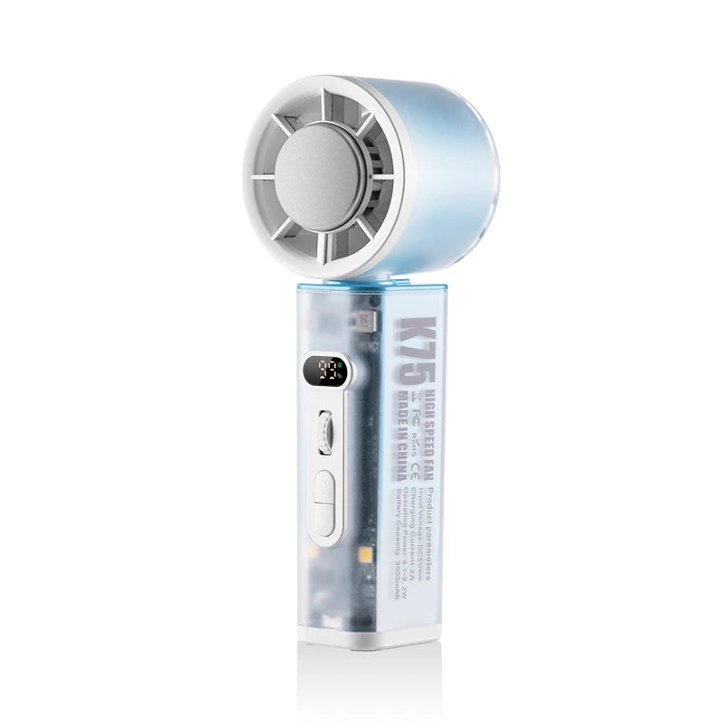 Automatic Oscillation Ice Pack Fan Portable Mini USB Rechargeable LED Light Cooling Fan For Desk Home Office Built-in LED Light Oasis Select SKY BLUE