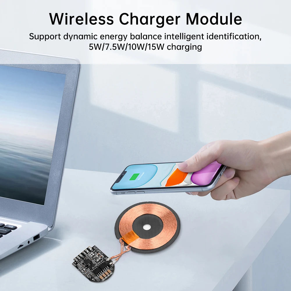 15W High Power Wireless Charger Module Wireless Charger Transmitter Module PCBA Board Coil Support Magnetic Pop-up Window Oasis Select
