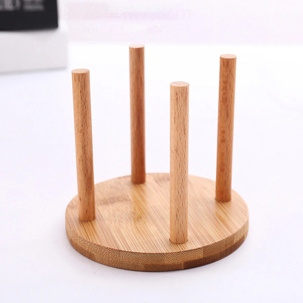1pc Bamboo Wooden Cup Storage Rack Creative Round DIY Household Cup Holder For Disposable Paper Cup Counter Desktop Storage Rack Oasis Select Style 1