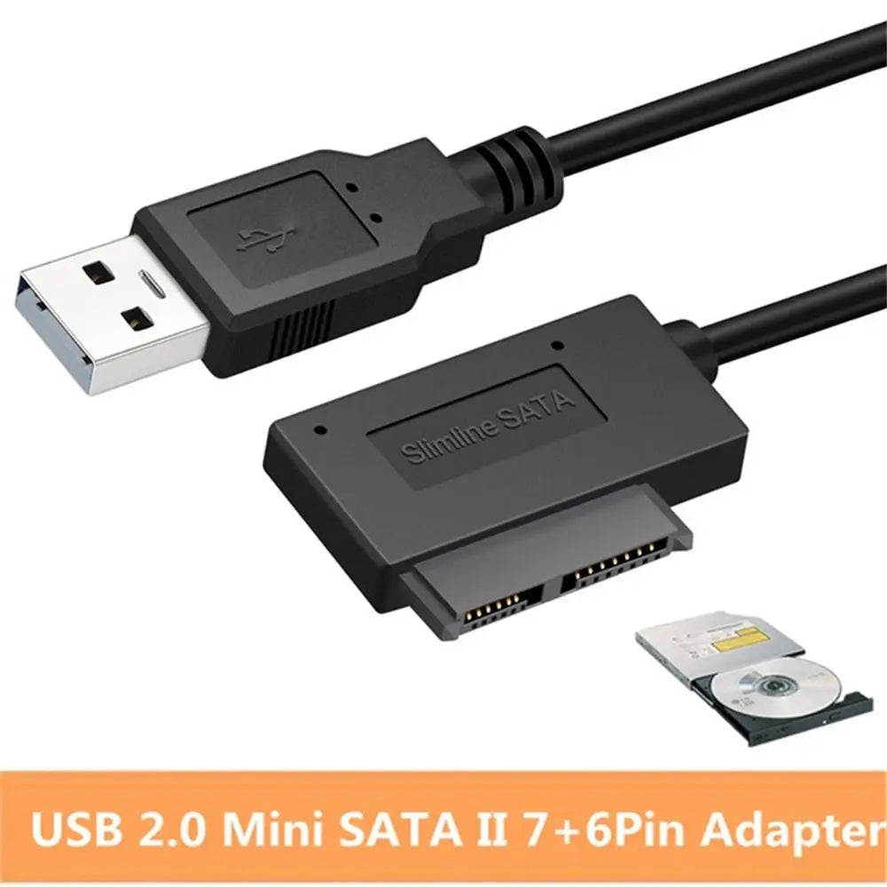 for Laptop CD/DVD Easy Drive Cord ROM Slimline Drive USB2.0 to Mini Sata Cable Converter Cable Adapter Cord Slimline Drive Wire Oasis Select
