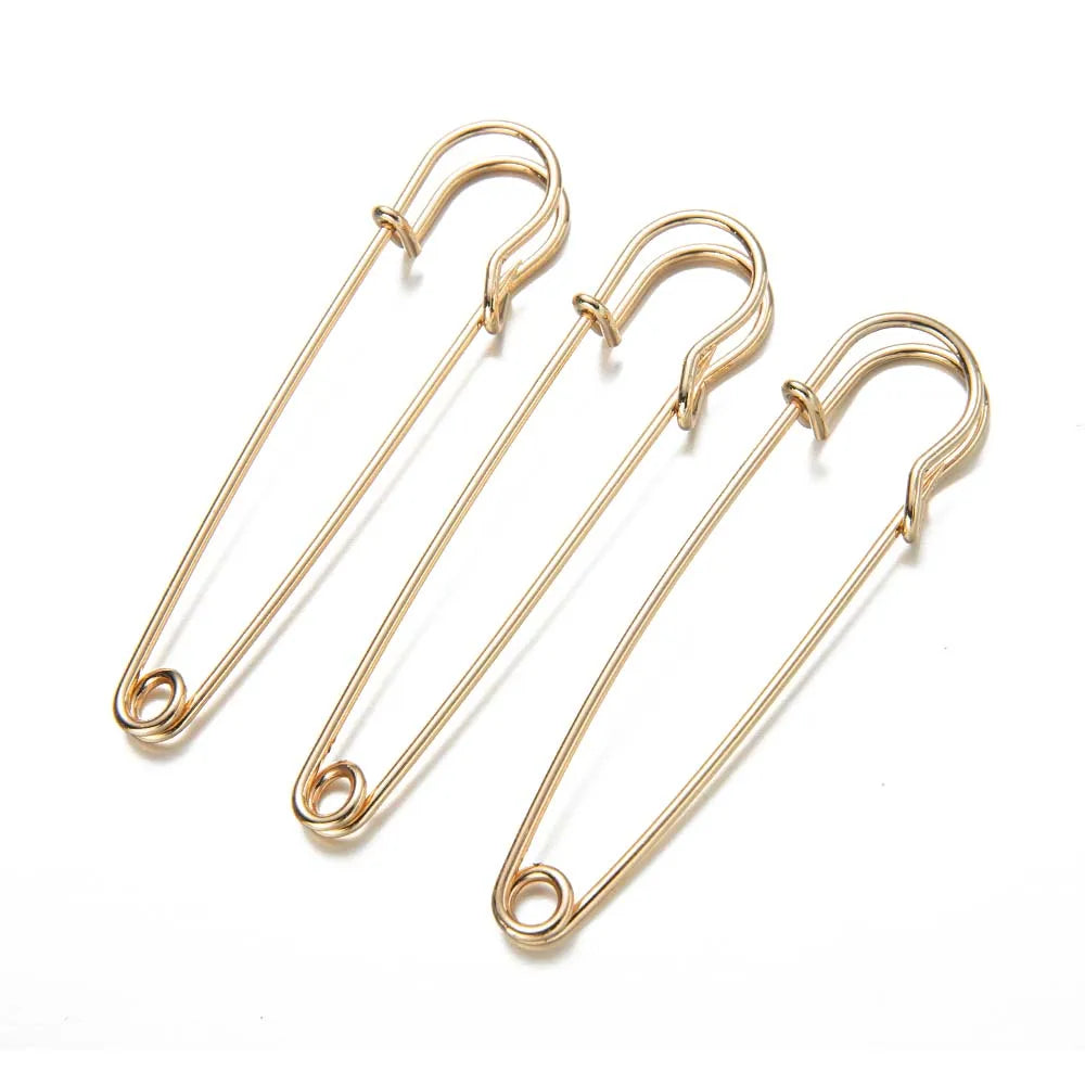 20pcs 38/45/75/80/100mm Large Safety Pins Brooch Base Hook for For DIY Lock Jewelry Craft Making Accessories Supplies Materials Oasis Select Gold 45mm