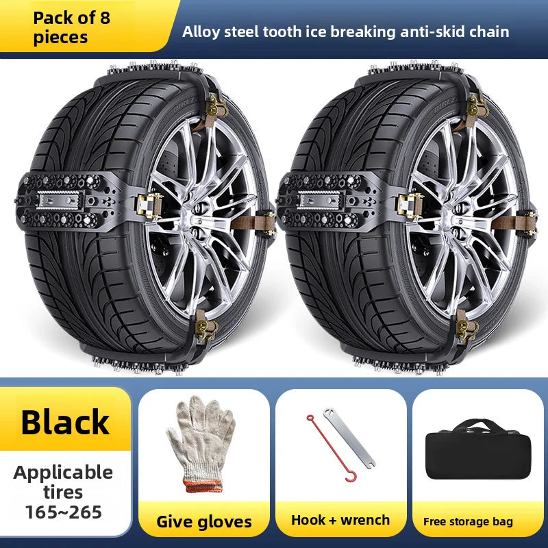 Bold car anti-skid chains SUV sedan universal off-road vehicle winter extra thick tire chains snow rescue tool Oasis Select 8PCS
