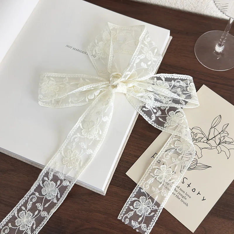 Korean Version of Ins Retro Lace Long Silk Scarf Female Personality with Decorative Streamers Multi-functional Belt Ribbon Oasis Select 26503A 1.5m