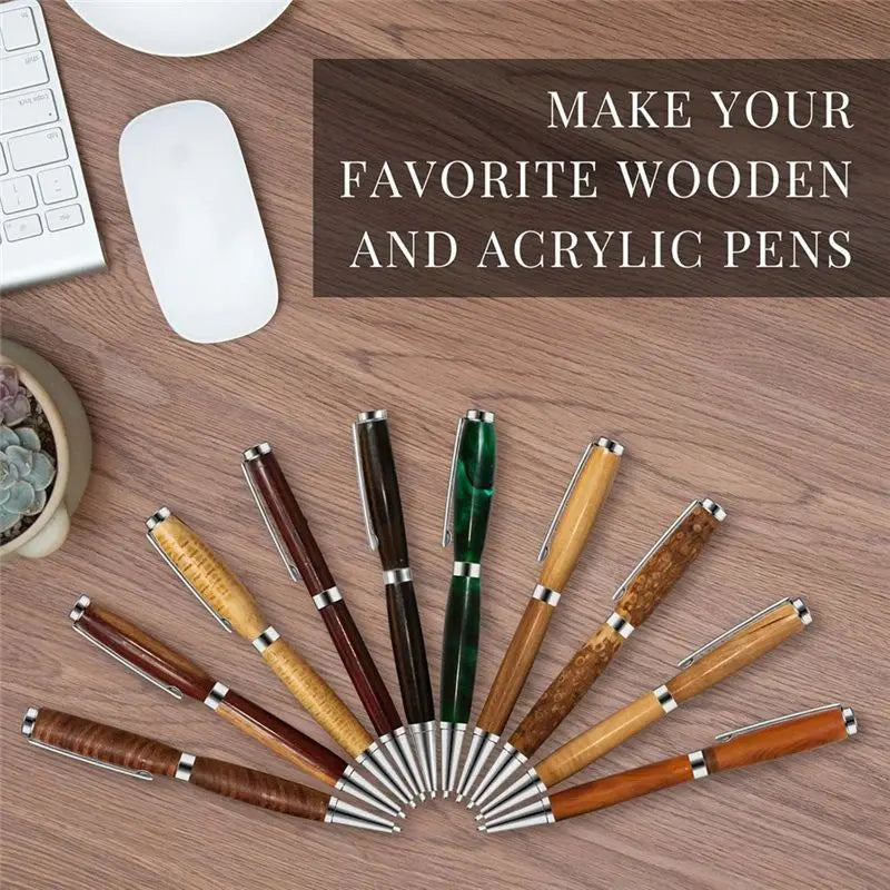 LIKE WISH 48Pcs Woodentwist Pen Kit 7Mm Slim Pen Kit Twist Pen Set With Replacement Lathe DIY Copper Pen Making Office Supplies Oasis Select