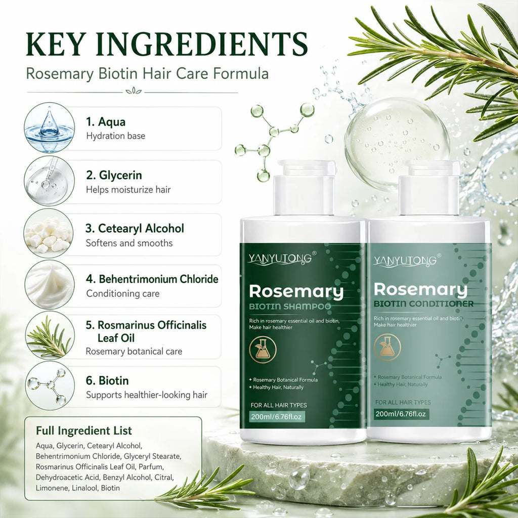 Rosemary shampoo and conditioner set – gentle cleansing, deep moisturizing, and softening effects. Oasis Select