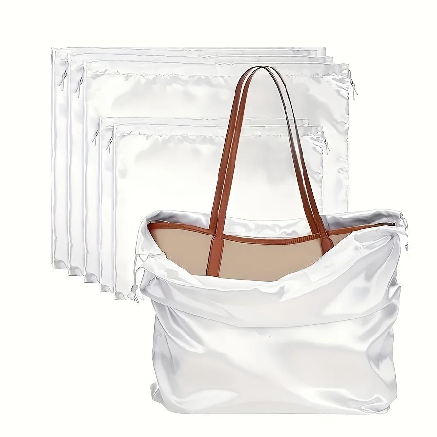 2pcs White Satin Drawstring Bags, Soft & Smooth Dustproof Storage Pouches for Handbags/Wigs/Underwear Drawstring Backpack Oasis Select