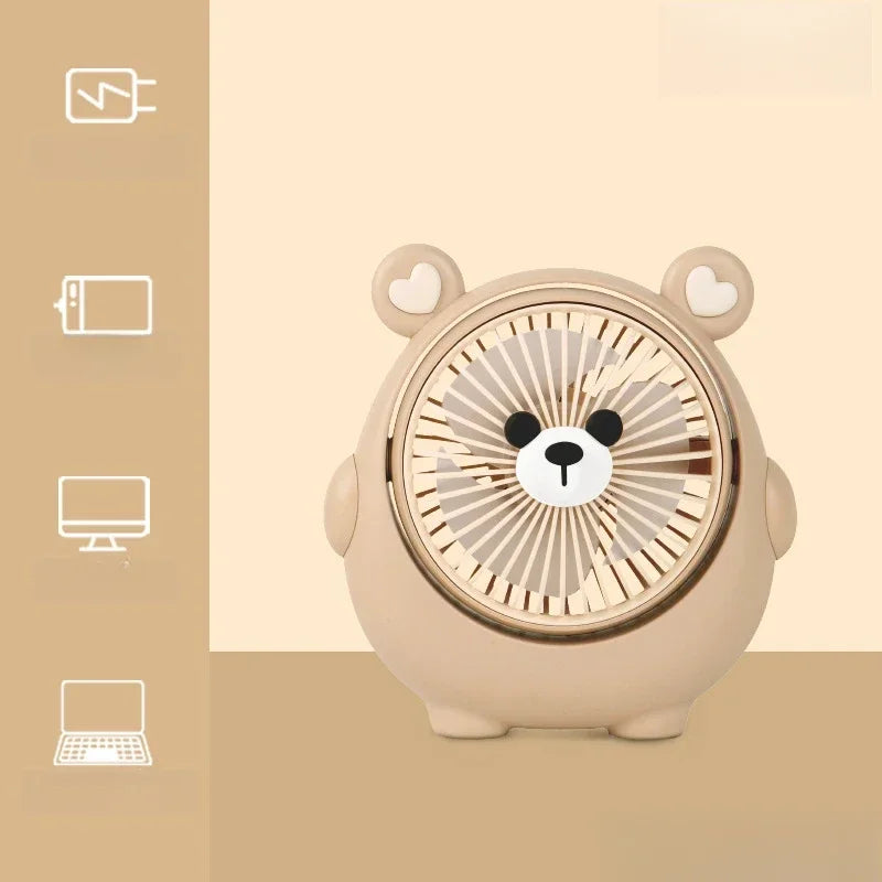 URGGU USB Portable Desktop Fan – Cute Heart & Bowknot Style