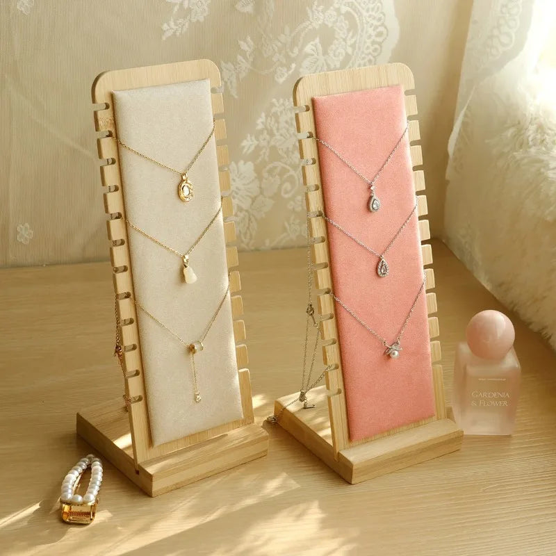 1pcs Jewelry Display Rack Necklace Hanging Bamboo and Wood Jewelry Bracelet Storage Rack Sweater Chain Storage Oasis Select