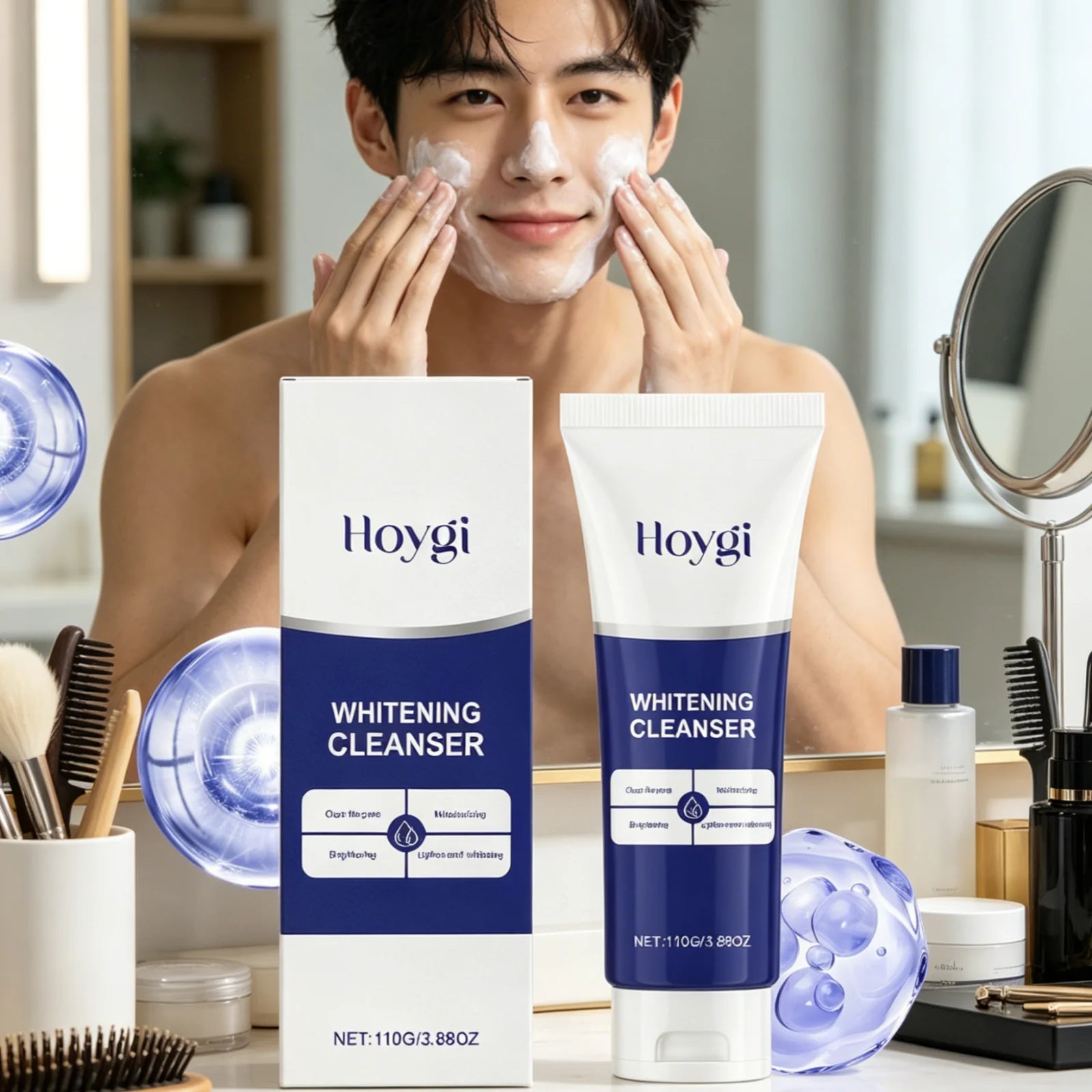 Hoygi Facial Cleanser Radiant Complexion Soft Skin Texture Oil Control Shrink Pores Gentle Smoothing Skin Brightening Cleanser Oasis Select