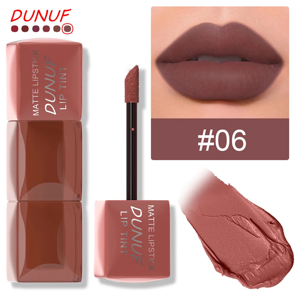 DUNUF Velvet Matte Lip Gloss – Waterproof, Hydrating, 6 Shades