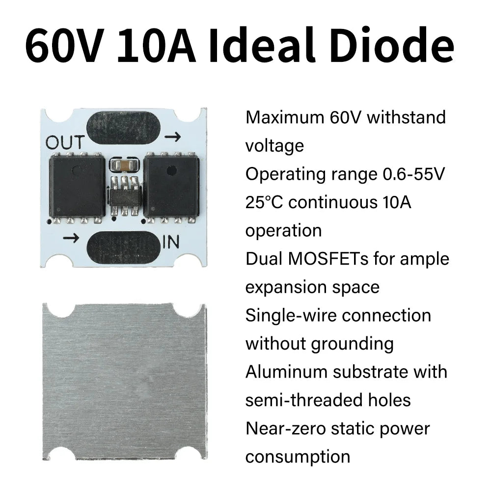 10A 30A Ideal Diode Module Anti-backflow Anti-reverse Ultra-low Power Simulation Mini Rectifier Board 60V 100V Oasis Select