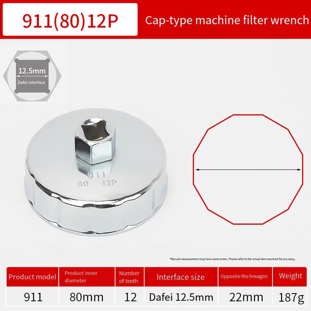 64mm-89mm End Cap Machine Filter Removal Tool 1/2inch Square Drive Oil Filter Remove Tool Machine Filter Hand Tool Oasis Select 80mm 12P