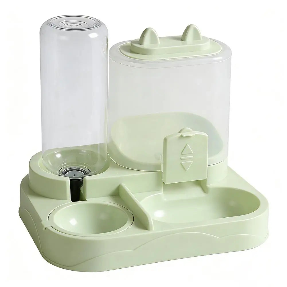 All-in-One Cat Feeder & Water Dispenser | Dual Bowl, 4 Colors Pet Feeder Dispenser Oasis Select light green
